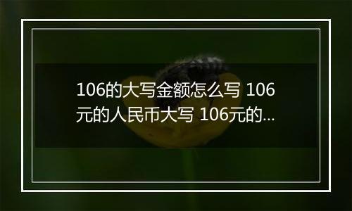 106的大写金额怎么写 106元的人民币大写 106元的数字大写