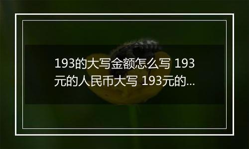 193的大写金额怎么写 193元的人民币大写 193元的数字大写