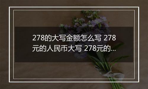 278的大写金额怎么写 278元的人民币大写 278元的数字大写