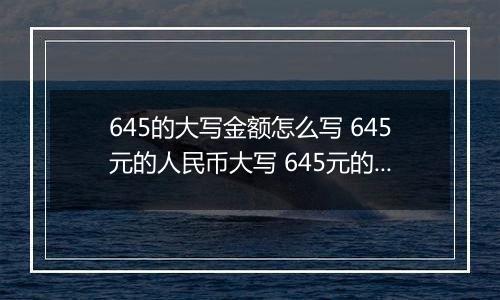 645的大写金额怎么写 645元的人民币大写 645元的数字大写