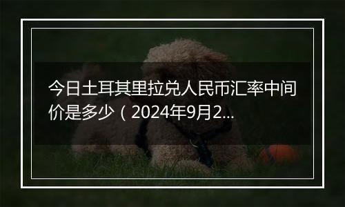 今日土耳其里拉兑人民币汇率中间价是多少（2024年9月26日）