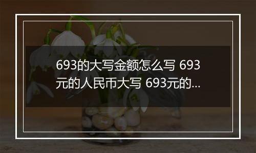 693的大写金额怎么写 693元的人民币大写 693元的数字大写