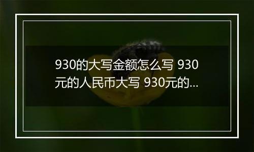 930的大写金额怎么写 930元的人民币大写 930元的数字大写