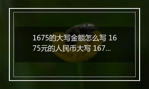 1675的大写金额怎么写 1675元的人民币大写 1675元的数字大写