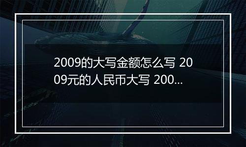 2009的大写金额怎么写 2009元的人民币大写 2009元的数字大写