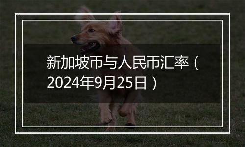 新加坡币与人民币汇率（2024年9月25日）